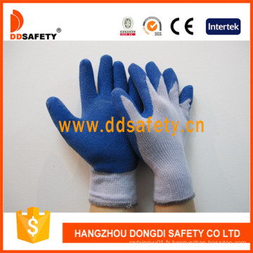 Gants de coton tricotés Gant de sécurité en latex bleu froissé Dkl329